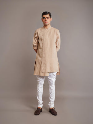 BEIGE LINEN KURTA