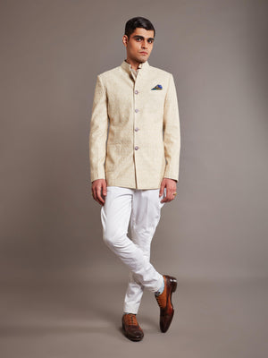 BEIGE SILK BANDHGALA JACKET