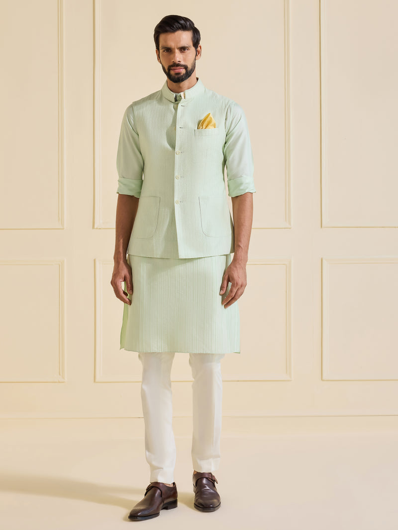 THE VERDANT AURA: LUXE MINT WAISTCOAT