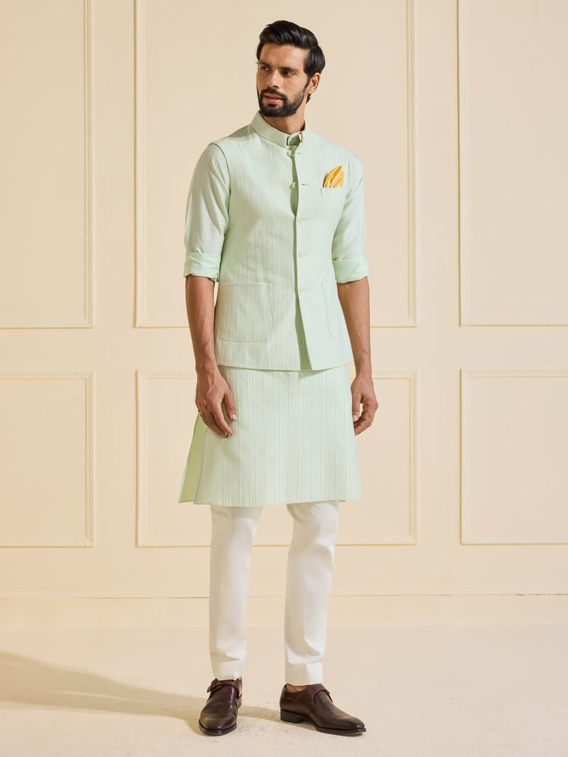 THE VERDANT AURA: LUXE MINT WAISTCOAT
