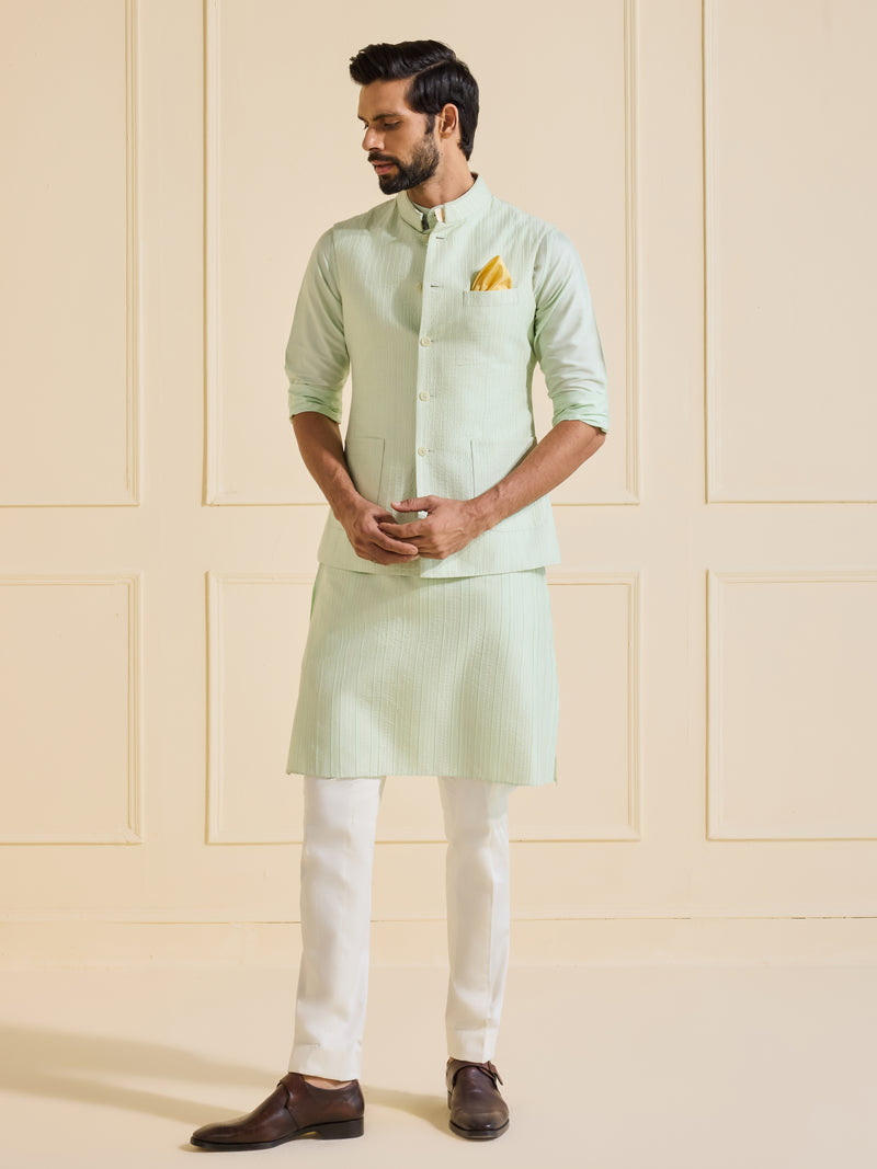 THE VERDANT AURA: LUXE MINT WAISTCOAT
