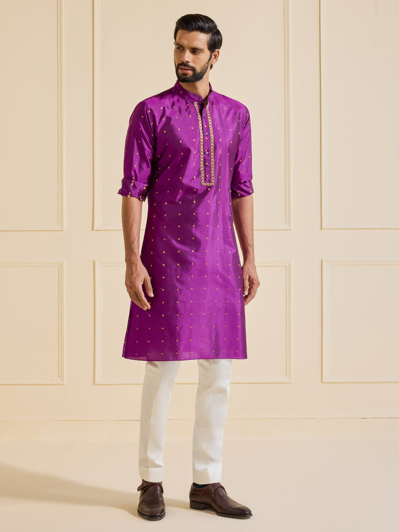 THE OPULENT FLARE: GOLDEN PURPLE KURTA