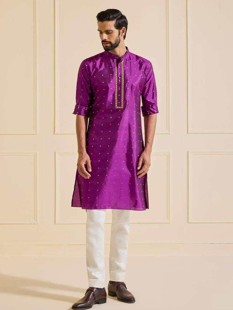 THE OPULENT FLARE: GOLDEN PURPLE KURTA