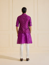 THE MAJESTIC GOLDEN PATTERNED PURPLE WAISTCOAT