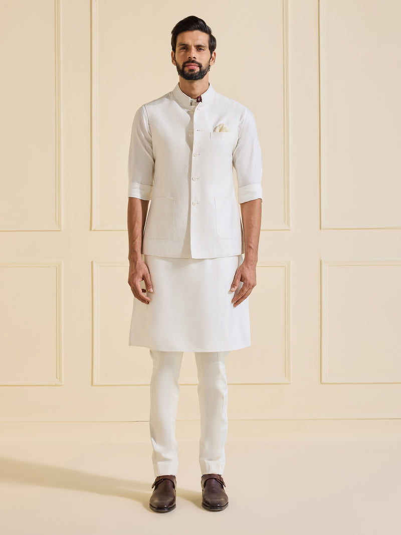OPULENT IVORY WHISPERS: A WAISTCOAT OF TIMELESS ELEGANCE