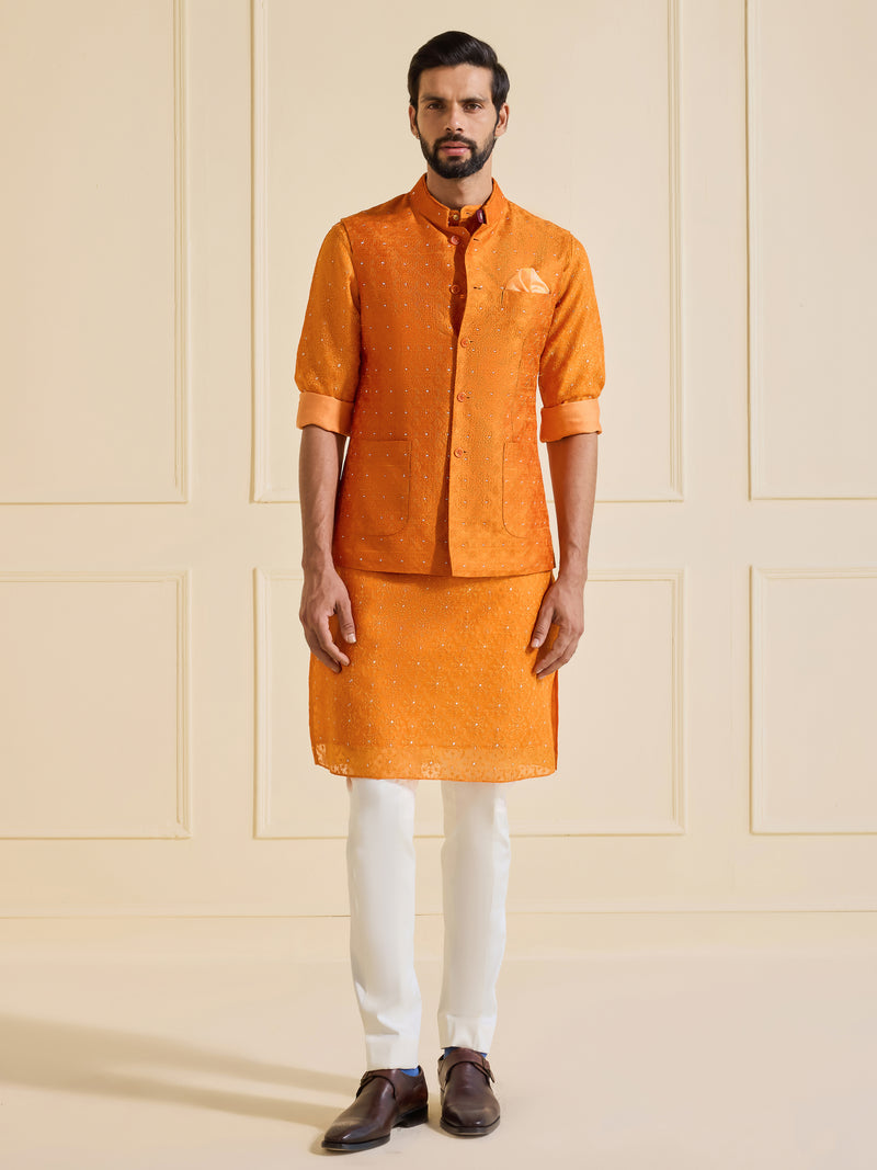 RAVISHING ROSHNI: AN EXQUISITE ORANGE WAISTCOAT