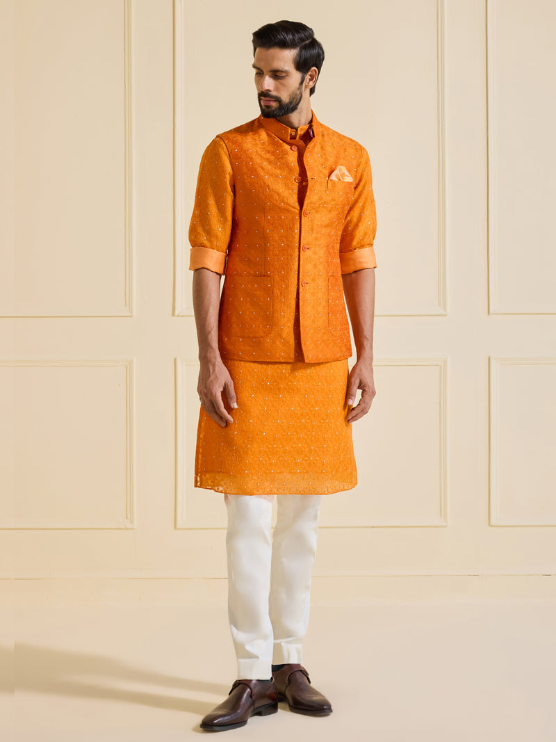 RAVISHING ROSHNI: AN EXQUISITE ORANGE WAISTCOAT