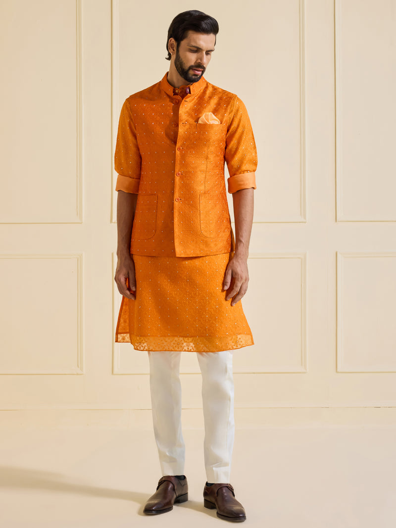 RAVISHING ROSHNI: AN EXQUISITE ORANGE WAISTCOAT