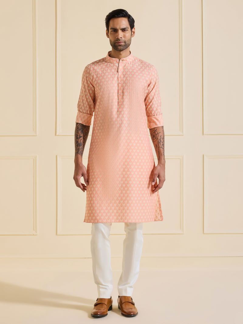 THE ORNATE PEACH BLOSSOM KURTA