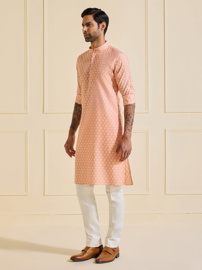 THE ORNATE PEACH BLOSSOM KURTA