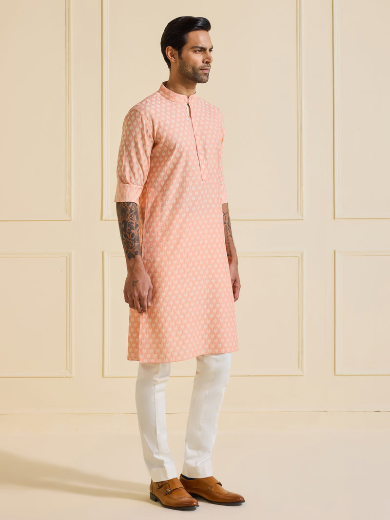 THE ORNATE PEACH BLOSSOM KURTA