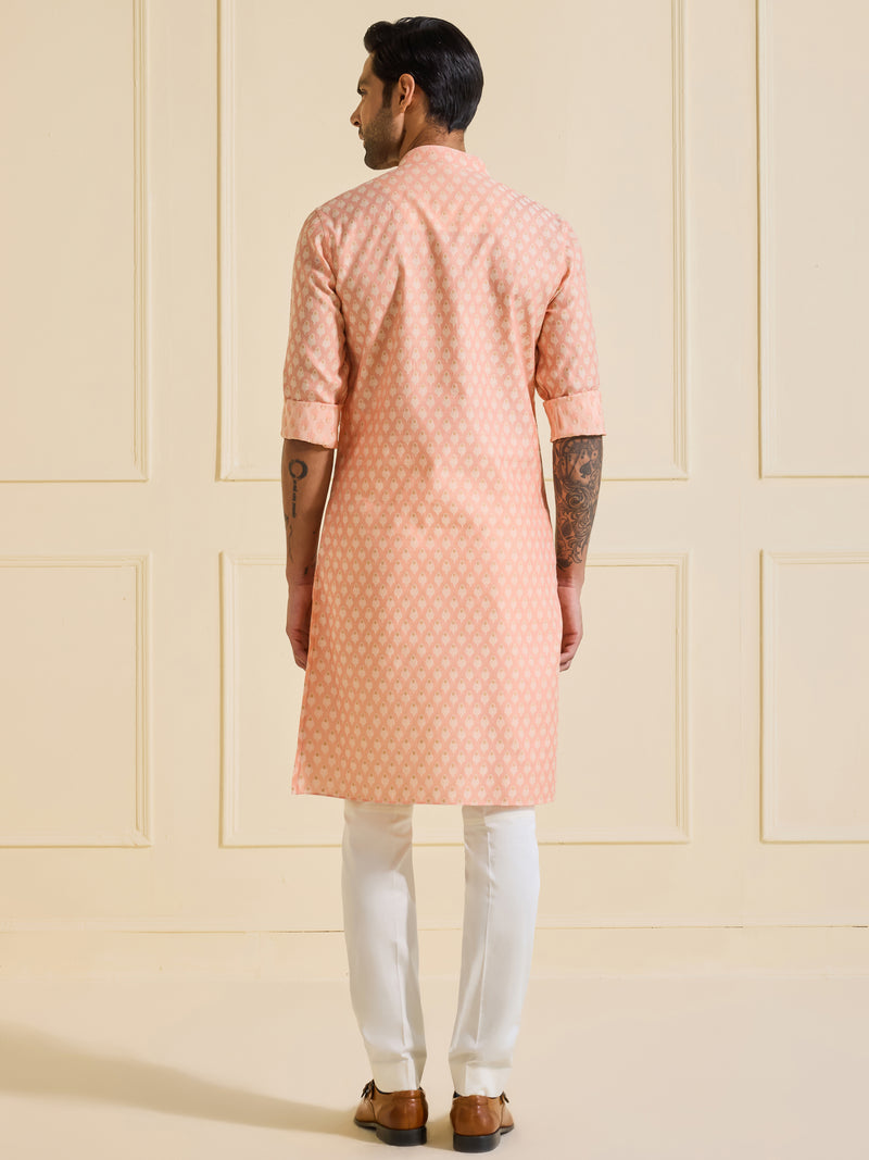 THE ORNATE PEACH BLOSSOM KURTA