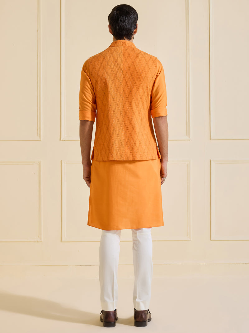 TANGERINE GRANDEUR: THE TEXTURED REGAL WAISTCOAT