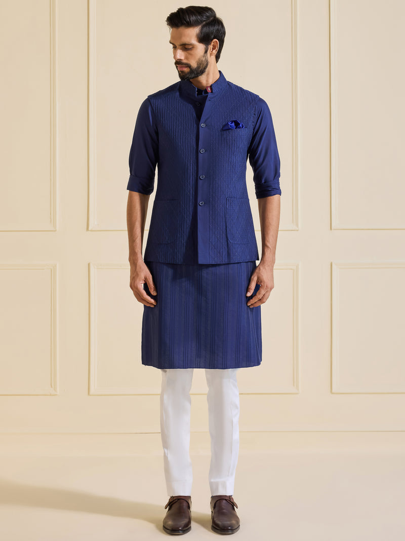 MIDNIGHT MIRAGE: THE LUXE DEEP BLUE WAISTCOAT