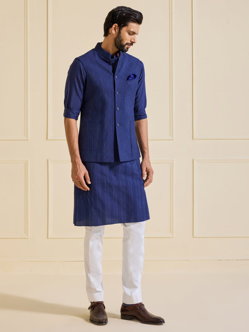 MIDNIGHT MIRAGE: THE LUXE DEEP BLUE WAISTCOAT