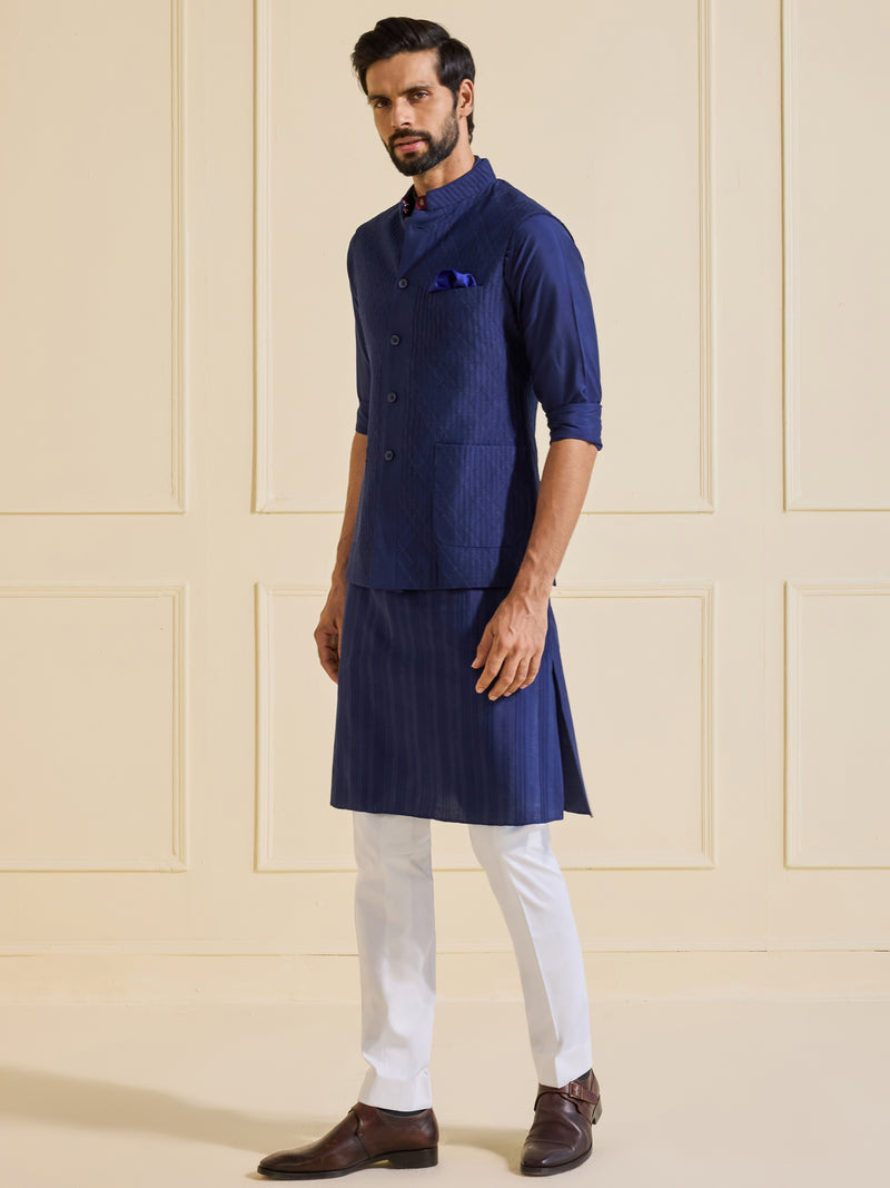 MIDNIGHT MIRAGE: THE LUXE DEEP BLUE WAISTCOAT