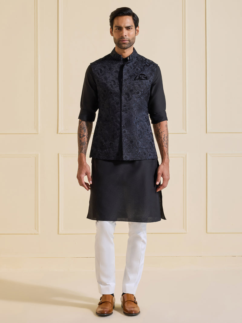 EBONY ENCHANTMENT: SARTORIAL ORNATE WAISTCOAT