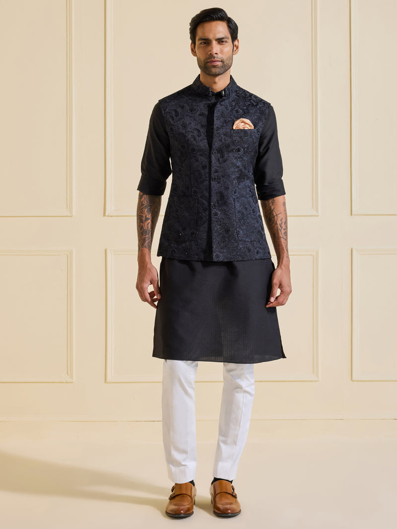 EBONY ENCHANTMENT: SARTORIAL ORNATE WAISTCOAT