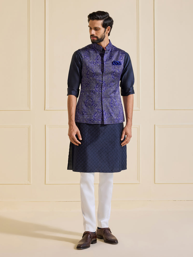THE AVIAN BLOOM: PRINTED BLUE WAISTCOAT