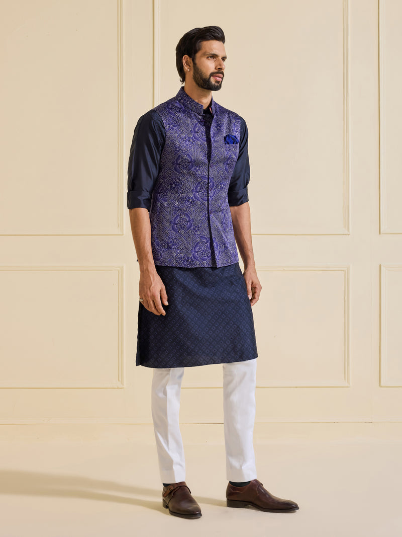 THE AVIAN BLOOM: PRINTED BLUE WAISTCOAT