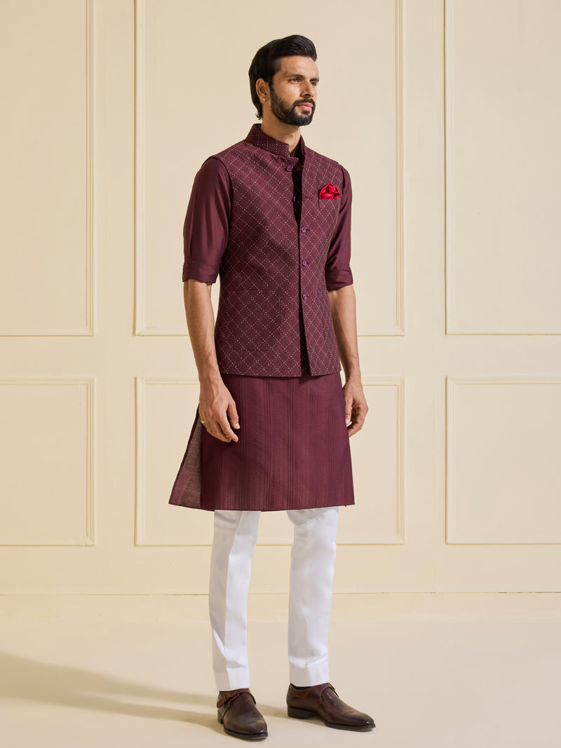 MAROON SILVER MIRAGE: LUXE WAISTCOAT