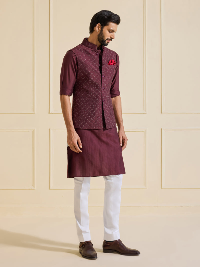 MAROON SILVER MIRAGE: LUXE WAISTCOAT