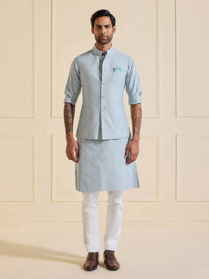 GLACIAL ESSENCE: THE CLASSIC ICE BLUE WAISTCOAT