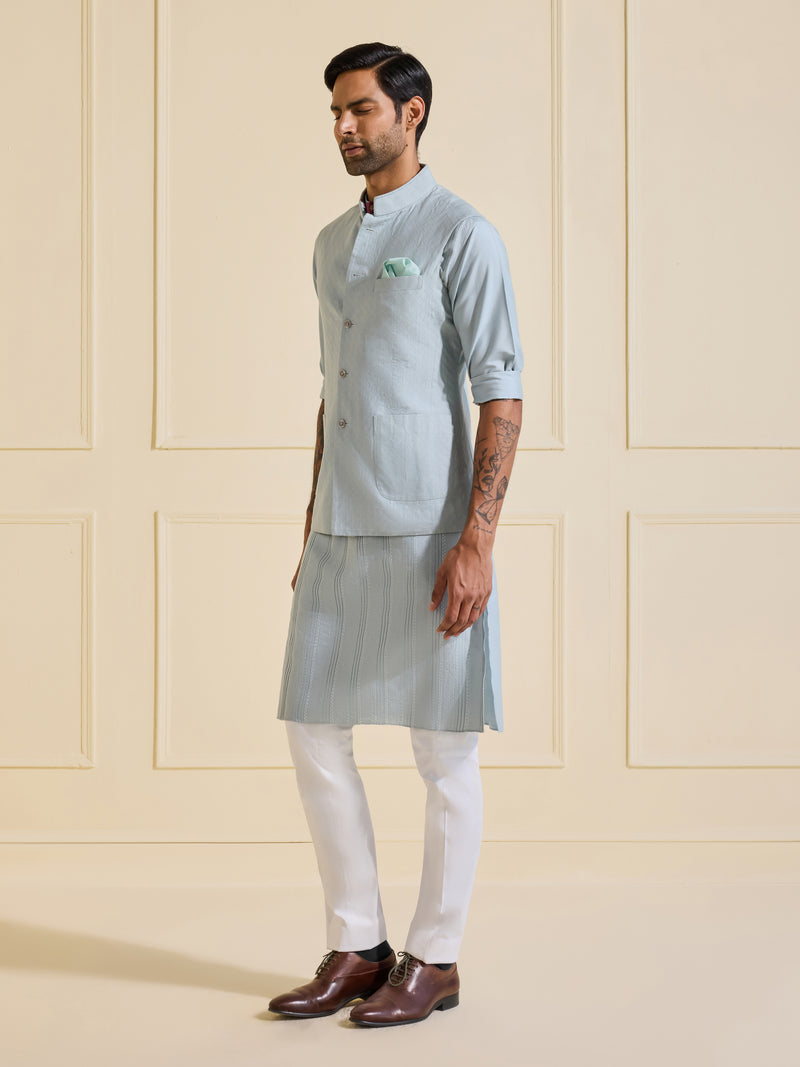 GLACIAL ESSENCE: THE CLASSIC ICE BLUE WAISTCOAT