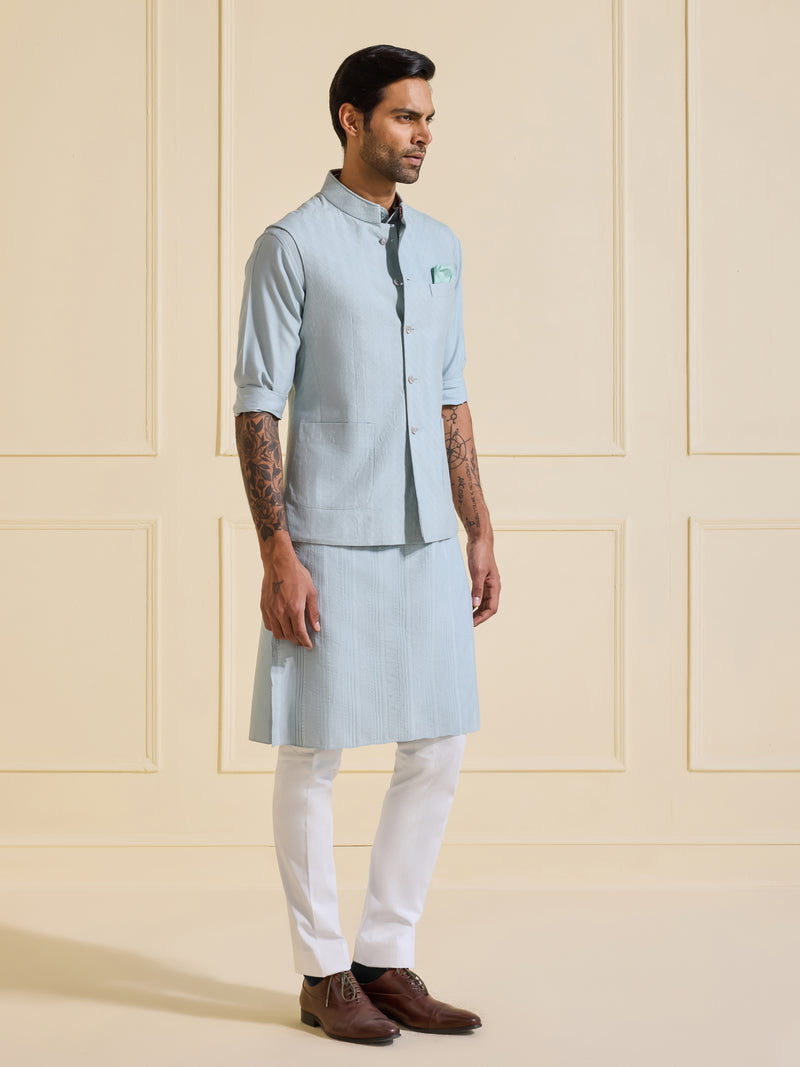 GLACIAL ESSENCE: THE CLASSIC ICE BLUE WAISTCOAT