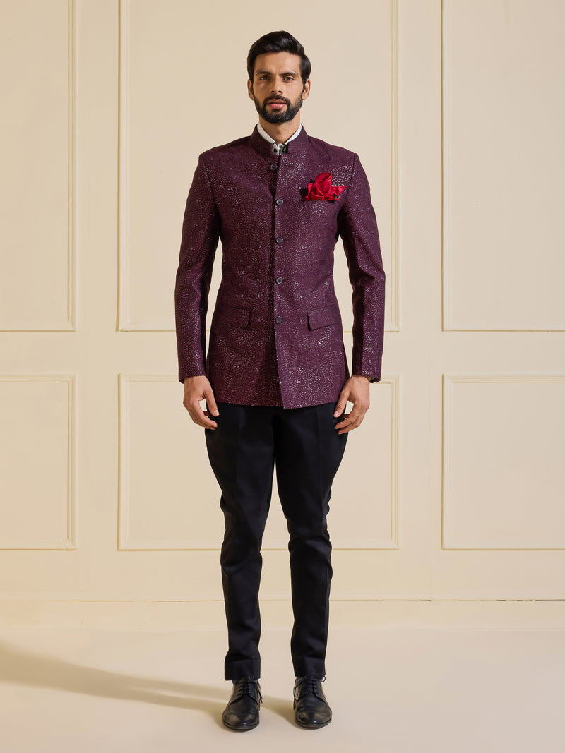 THE REGAL VELVET MAROON BANDHGALA OF TIMELESS GRANDEUR