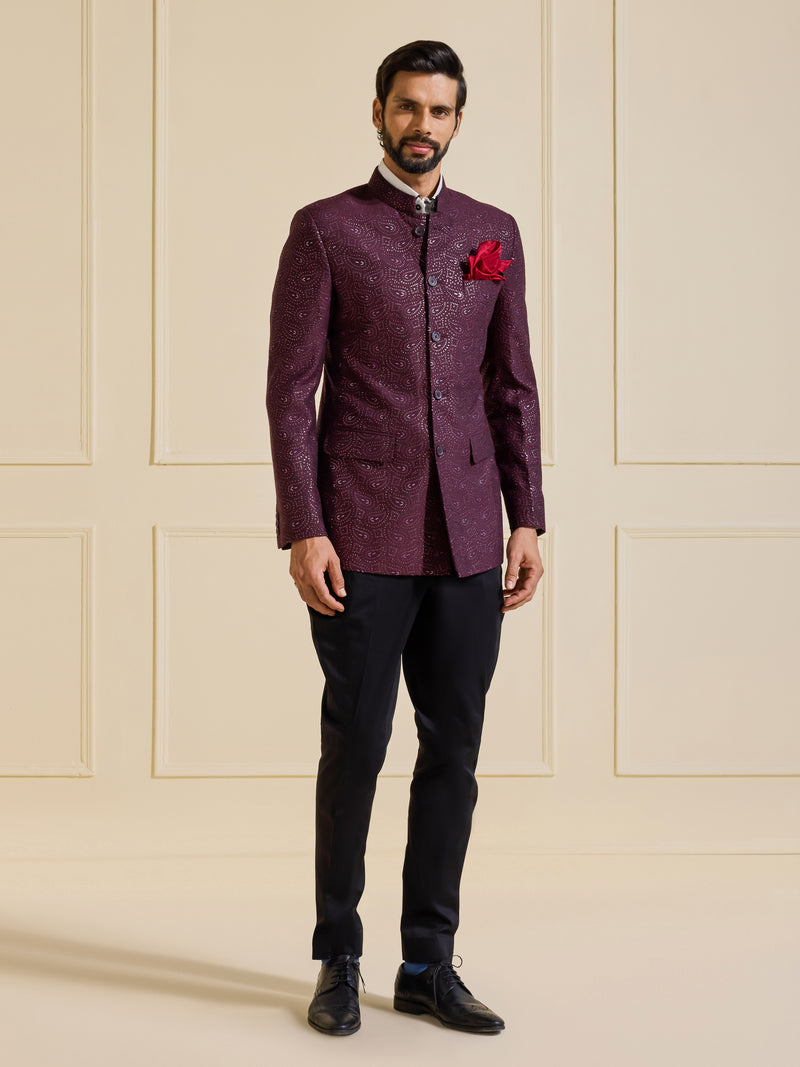 THE REGAL VELVET MAROON BANDHGALA OF TIMELESS GRANDEUR