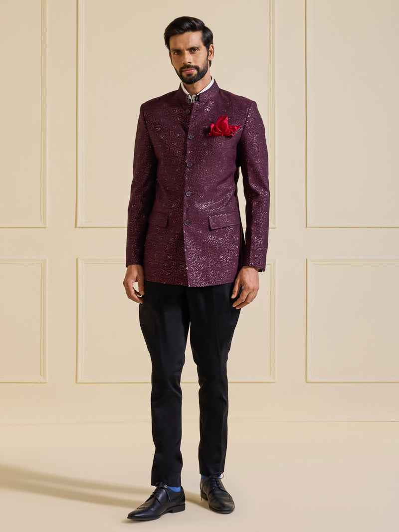 THE REGAL VELVET MAROON BANDHGALA OF TIMELESS GRANDEUR