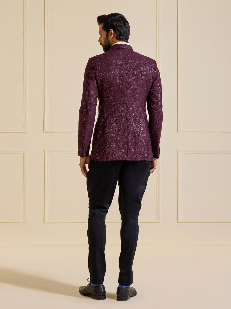 THE REGAL VELVET MAROON BANDHGALA OF TIMELESS GRANDEUR