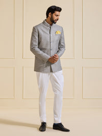THE LUMINARY SILVER ALLURE BANDHGALA JACKET