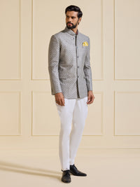 THE LUMINARY SILVER ALLURE BANDHGALA JACKET