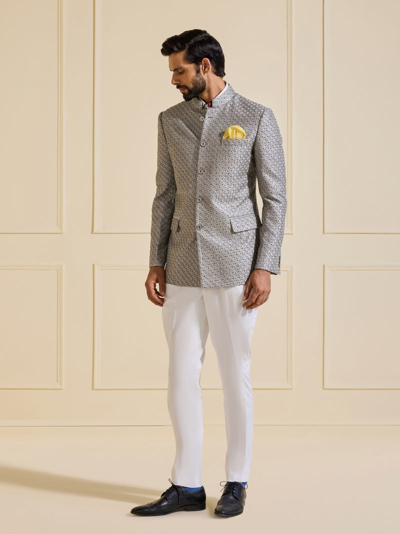 THE LUMINARY SILVER ALLURE BANDHGALA JACKET