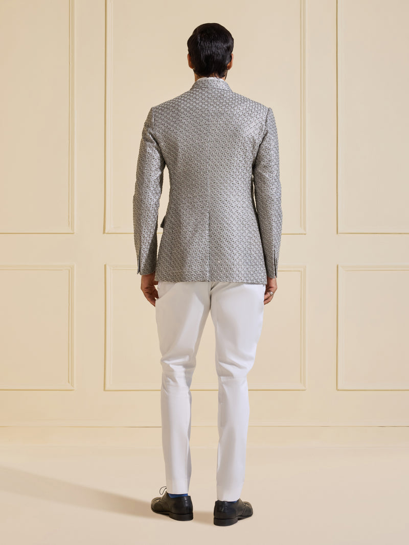 THE LUMINARY SILVER ALLURE BANDHGALA JACKET