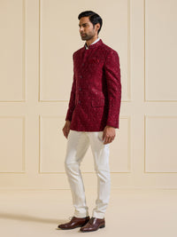 GARNET SPLENDOUR: THE SHIMMERING BANDHGALA JACKET