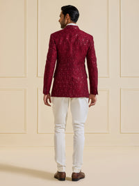 GARNET SPLENDOUR: THE SHIMMERING BANDHGALA JACKET