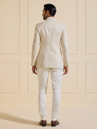 THE LUMINOUS ECLAT WHITE SHIMMERED BANDHGALA