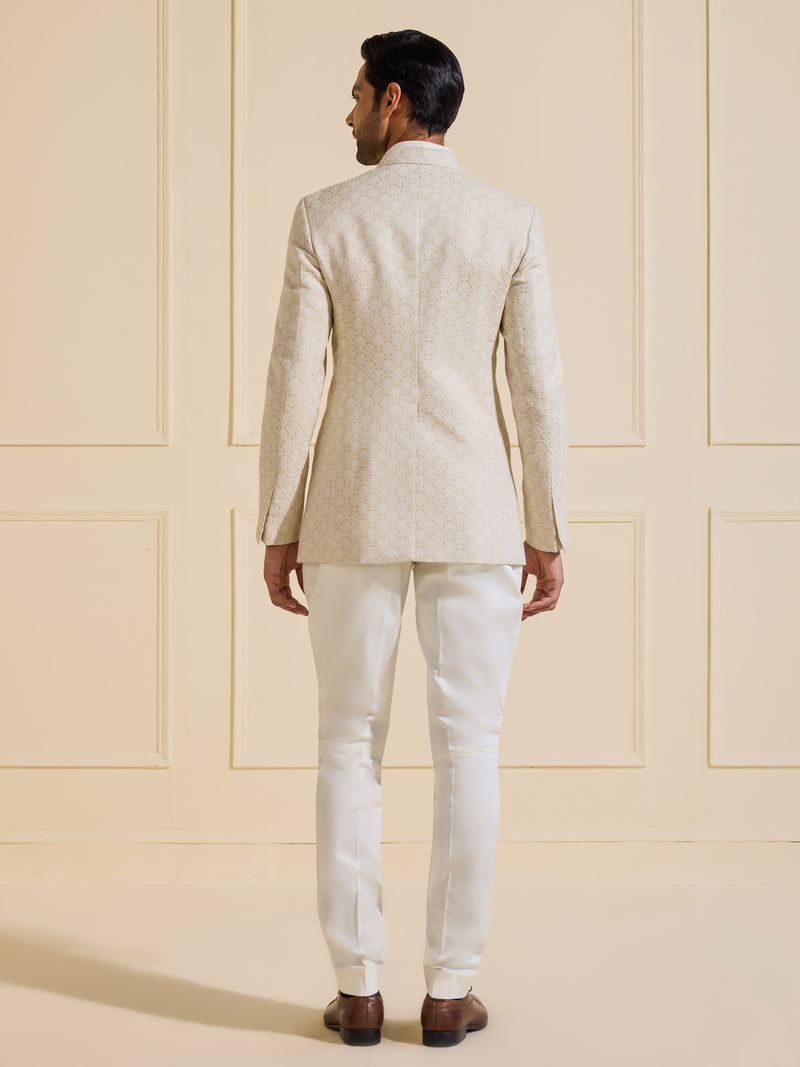THE LUMINOUS ECLAT WHITE SHIMMERED BANDHGALA