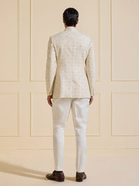 THE CELESTIAL MIRAGE WHITE TEXTURED BANDHGALA JACKET