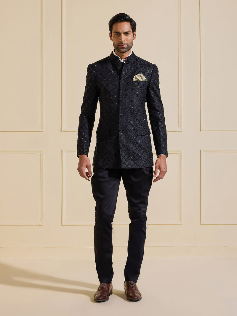 THE ECLIPSE ROYALE BLACK BANDHGALA JACKET