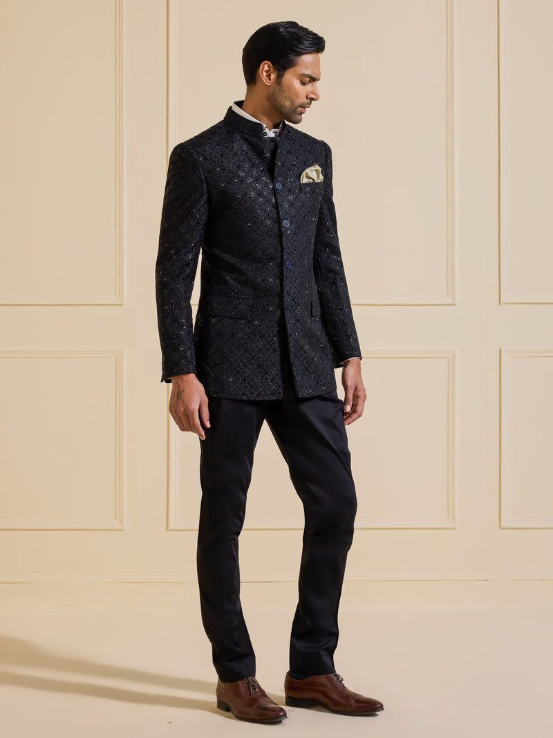 THE ECLIPSE ROYALE BLACK BANDHGALA JACKET