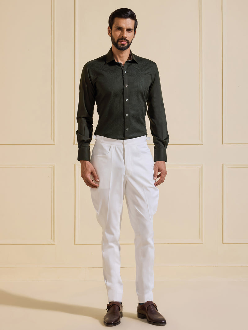 THE EBONY COTTON OLIVE GREEN SHIRT