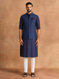BLUE LATTICE WAISTCOAT
