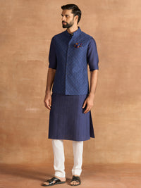 BLUE LATTICE WAISTCOAT