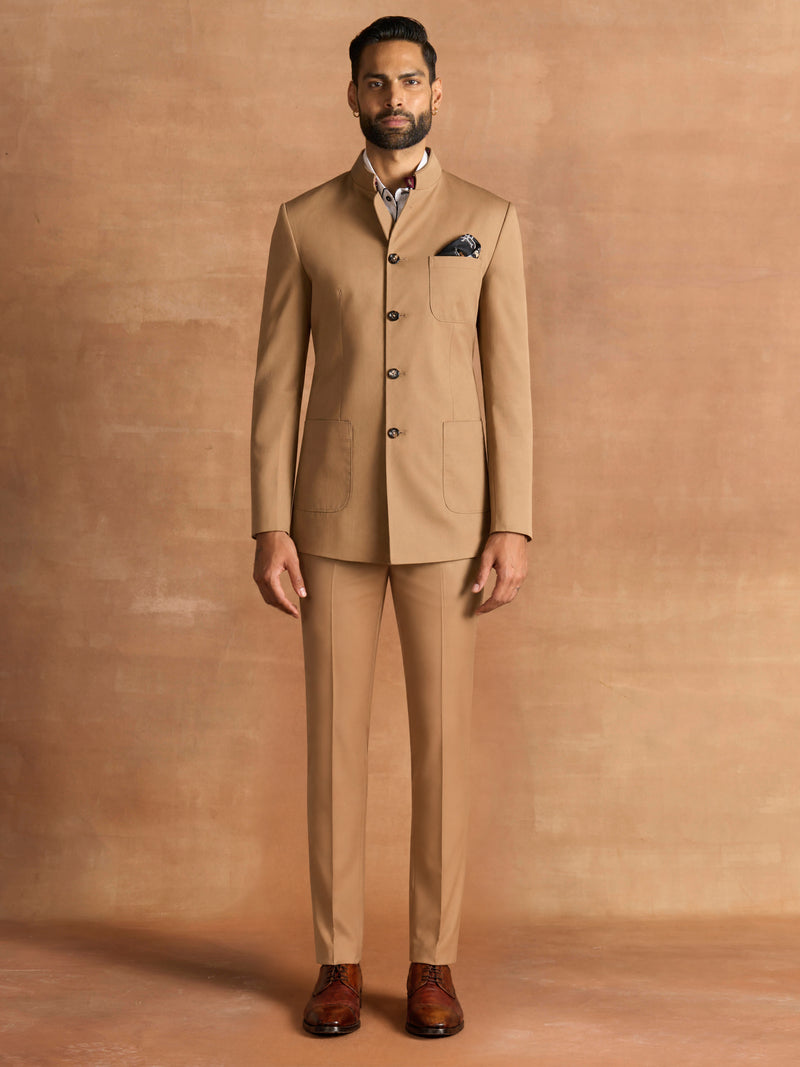 CLASSSIC KHAKI BANDHGALA SUIT