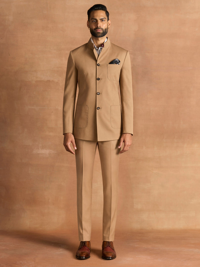 CLASSSIC KHAKI BANDHGALA SUIT