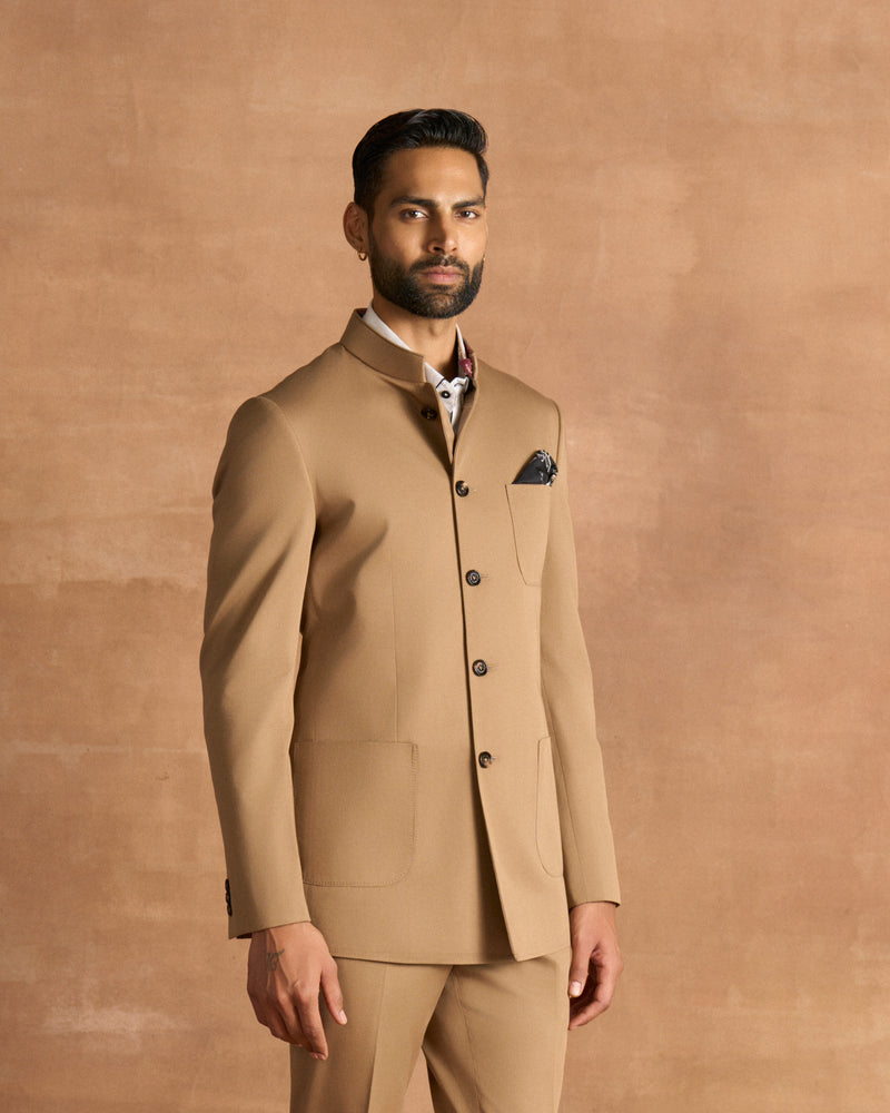 CLASSSIC KHAKI BANDHGALA SUIT